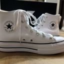 Converse  Chuck Taylor All Star Lift Platform Leather High Top White Size 8 Photo 1