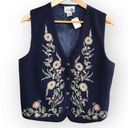 American Vintage Vintage PHD Blue Wool Floral Button Down Vest M Photo 0
