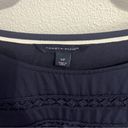 Tommy Hilfiger  Top Navy Blue Tee Crochet Stripes Short Sleeve Crew Photo 4