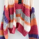 Debut Boutique Colorblock Stripe Chunky Knit Cardigan Photo 2