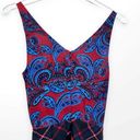 L'Agence  Red Blue Paisley Surplice Sleeveless Midi Dress Photo 6