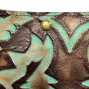 Laredo Handmade  Burnt Turquoise Leather Western crossbody Purse Embossed Design Photo 2