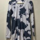 Sol Angeles Anthropologie  Waffle Knit  Dress Small Tie Dye Blue White V Neck Photo 1