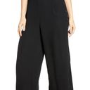 Leith Black Side Button Wide Leg Cropped Pants Photo 0