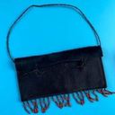 Chateau  Women's Black Leather Fringed Boho Mini Purse Handbag Photo 0