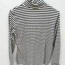 L.L.Bean  Black White Striped Turtleneck Long Sleeve Shirt Cotton Women Large Reg Photo 0