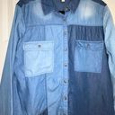 Pilcro Anthropologie Color Block Chambray Denim Long Sleeves Button Front Shirt Top Photo 1