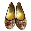 Cole Haan  Tweed Flats Multicolor Floral kitten heel Embroidered Beading  sz 8.5 Photo 0