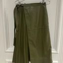 Simkhai Mar Faux Leather Pleated Side Tie Wrap Skirt in Nori Size 2 Photo 6