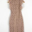 ZARA  Nude Guipure Lace Midi Dress Size XS Flutter Sleeves Pink Bodycon Cocktail Photo 11