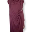 Alex Evenings  Square Neck Cold Shoulder Cap Sleeve Side Brooch GownIn Wine Photo 2