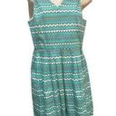 Cynthia Rowley  teal black and white geometric sleeveless 100% cotton size 6 dres Photo 0