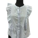 Madewell  swiss dotted ruffle top - size small - blue/white Photo 0