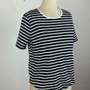 Oak + Fort  Blue Stripe Short Sleeve Top Small Photo 1