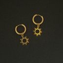 18K Gold Plated Sun Dangle Drop Earrings for Women Photo 1