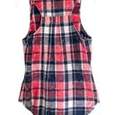 Maurice's  Pink Blue Plaid Button Down Sleeveless Flannel Vest Size Medium Photo 2