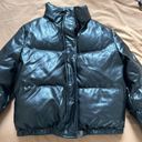 Black Leather Puffer Jacket Size M Photo 0