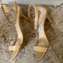 Manolo Blahnik Chaos Nude Patent Leather Heel Sandals— Size 8.5/38.5 Photo 7