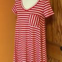 Entro Anthropologie  Red Striped Casual V Neck Dress Photo 5