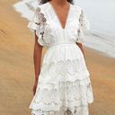 Farm Rio NWT  Richelier Midi in Off-white Lace Tiered Ruffle Dress XS $280 Photo 5