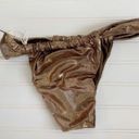 Good American  Foil Ruched Bikini Swim Bottoms in Mocha Foil Size 3 Large NWT Photo 5