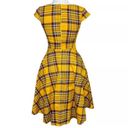 Boutique Hanpceirs Cap Sleeve 1950s Retro Vintage Style swing Gold Plaid Dress size XS Photo 7