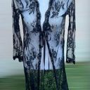 Frederick's of Hollywood Medium black lace tie up long lingerie gown Photo 1