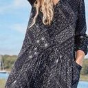 Garnet Hill  Mini Shirt Dress Drop Waist Button Front Bandana Print Black Gray 16 Photo 0