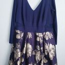 XScape  Navy Blue Long Brocade Ballgown Photo 4