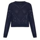 BCBGMAXAZRIA Crochet Crewneck Sweater Navy Blue Size XS Photo 10