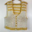 Handmade Yellow And White Crochet Knitted Sweater Vest Size M Photo 0