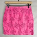 H&M  Floral Embroidered Mini Skirt Bright Pink Size 6 Photo 0