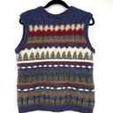 Northern Reflections Vintage  Button Front Sweater Vest Blue White Small Trees Photo 1