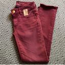 American Eagle New  Burgundy Red Raw Hem Jegging Skinny Jean Size 00 Y2K Denim Photo 7