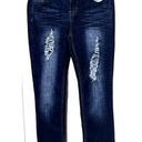 Mind Code  Jeans Juniors 5 Skinny Low Rise Dark Wash Distressed cuffed ankle Photo 0