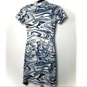 Zaful  Twirled Printed Mock Neck Bodycon Dress NWT Blue Black Photo 5