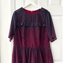 Eshakti  Purple Red Ruffle Ombre Star Print Georgette Midi Dress Missing Belt 1X Photo 3