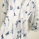 NWT Rare!! Lela Rose White Blue Floral Voile Full Sleeve V neck Midi Dress 10 Photo 12