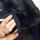 Sam Edelman  Navy Black Leah Coat Wool Faux Fur Vegan Leather Women's Small Photo 3