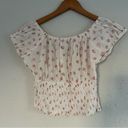 Star City  Vintage Cream Floral Off the Shoulder Puff Sleeve Crop Top Large Boho Photo 3