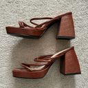 SheIn Strappy Brown Leather Crocodile Chunk Heel Photo 0