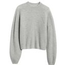 Banana Republic 551630-02 Light Gray Cropped Ribbed Ballon Sleeve Sweater Size L Photo 0