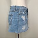 Urban Behavior Vintage Distressed Frayed-Hem Blue Denim Mini Skirt Photo 4