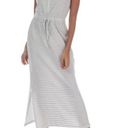 VERO MODA New  Striped Knit Henley Daina Dress Sleeveless Tie Waist Maxi White Photo 2