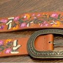 Vera Pelle  Embroidered Brown Leather Belt Photo 0