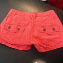 ZARA  red distressed denim shorts Photo 1