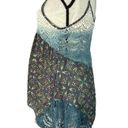 Gimmicks by BKE  Small Boho Tank Top Abstract Crochet Accents Semi-Sheer Multi Photo 7