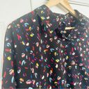 CAbi  | Ferris Blouse Black Multi Color Rainbow Printed Button Down | Size Medium Photo 2