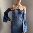 ASOS Denim Mini Dress with Halter Strap and Detatched Bell Sleeves Size 8 Photo 1