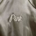 PINK - Victoria's Secret  Black Satin Embroidered Logo Bomber Jacket L/XL Photo 5